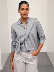 Cinza - Supersoft Knitted Shirt Collar Cardigan - Imagem 3 de 7