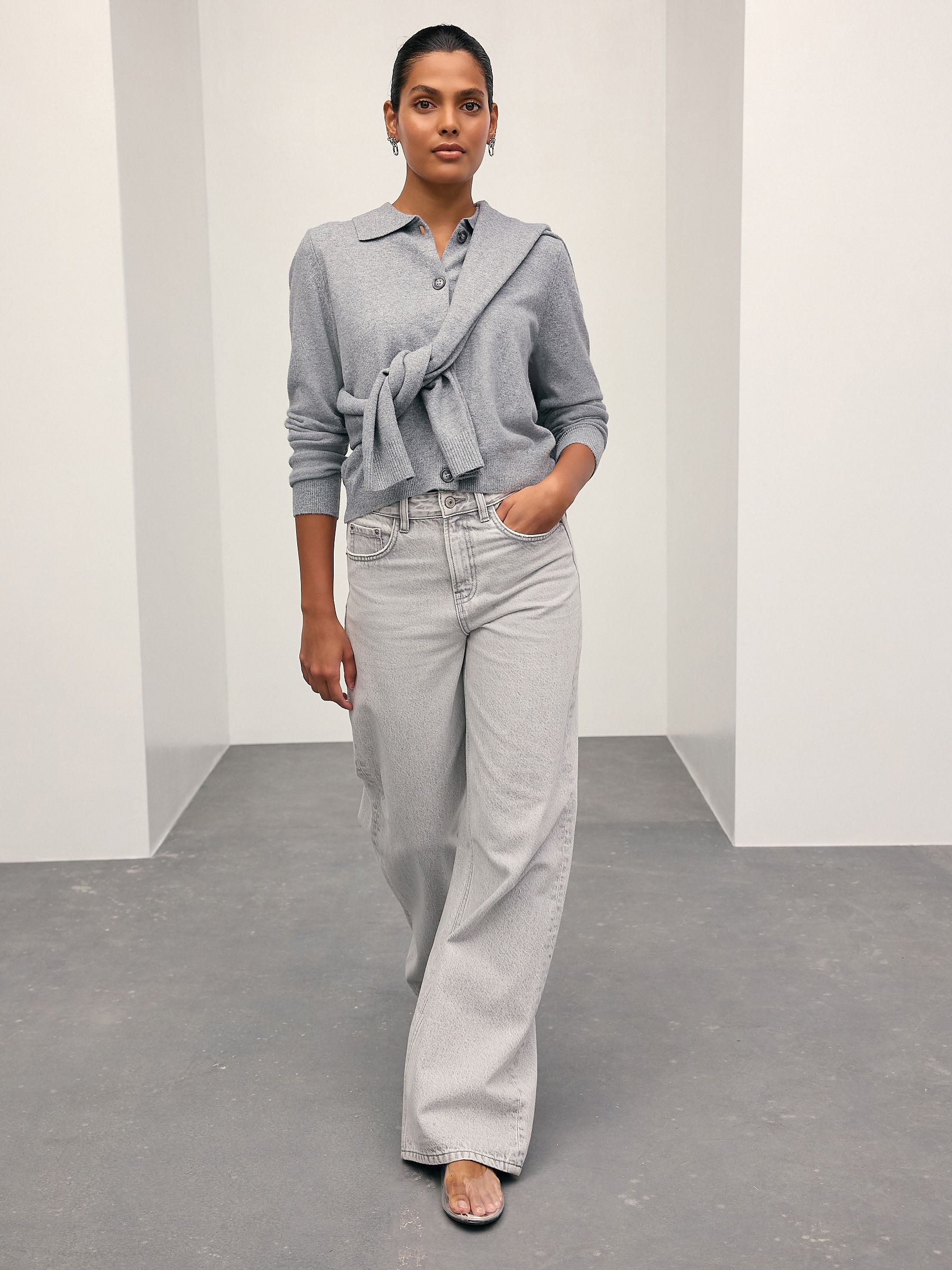 Buy Grey Supersoft Knitted Shirt Collar Cardigan from Next Bosnia