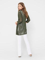 JDY Khaki 3/4 Sleeve Crochet Kimono Cardigan - Image 2 of 5