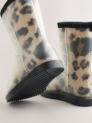 Leopard Print Borg Lined Wellies - Image 3 of 5