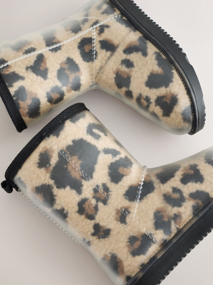 Leopard Print Borg Lined Wellies - Image 5 of 5 Leopard Print Borg Lined Wellies - Image 5 of 5