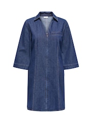 JDY Blue Denim Mini Dress - Image 3 of 4