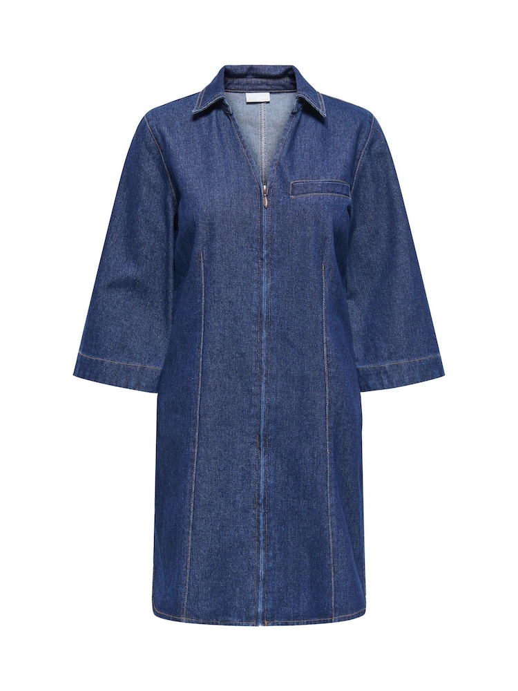 JDY Blue Denim Mini Dress - Image 3 of 4