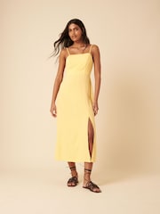 Nobodys Child Yellow Linen Blend Maddie Midi Dress - Image 1 of 4