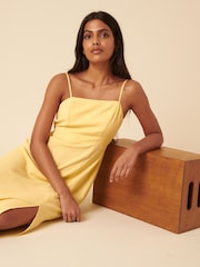 Nobodys Child Yellow Linen Blend Maddie Midi Dress - Image 2 of 4