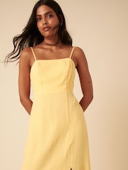 Nobodys Child Yellow Linen Blend Maddie Midi Dress - Image 3 of 4