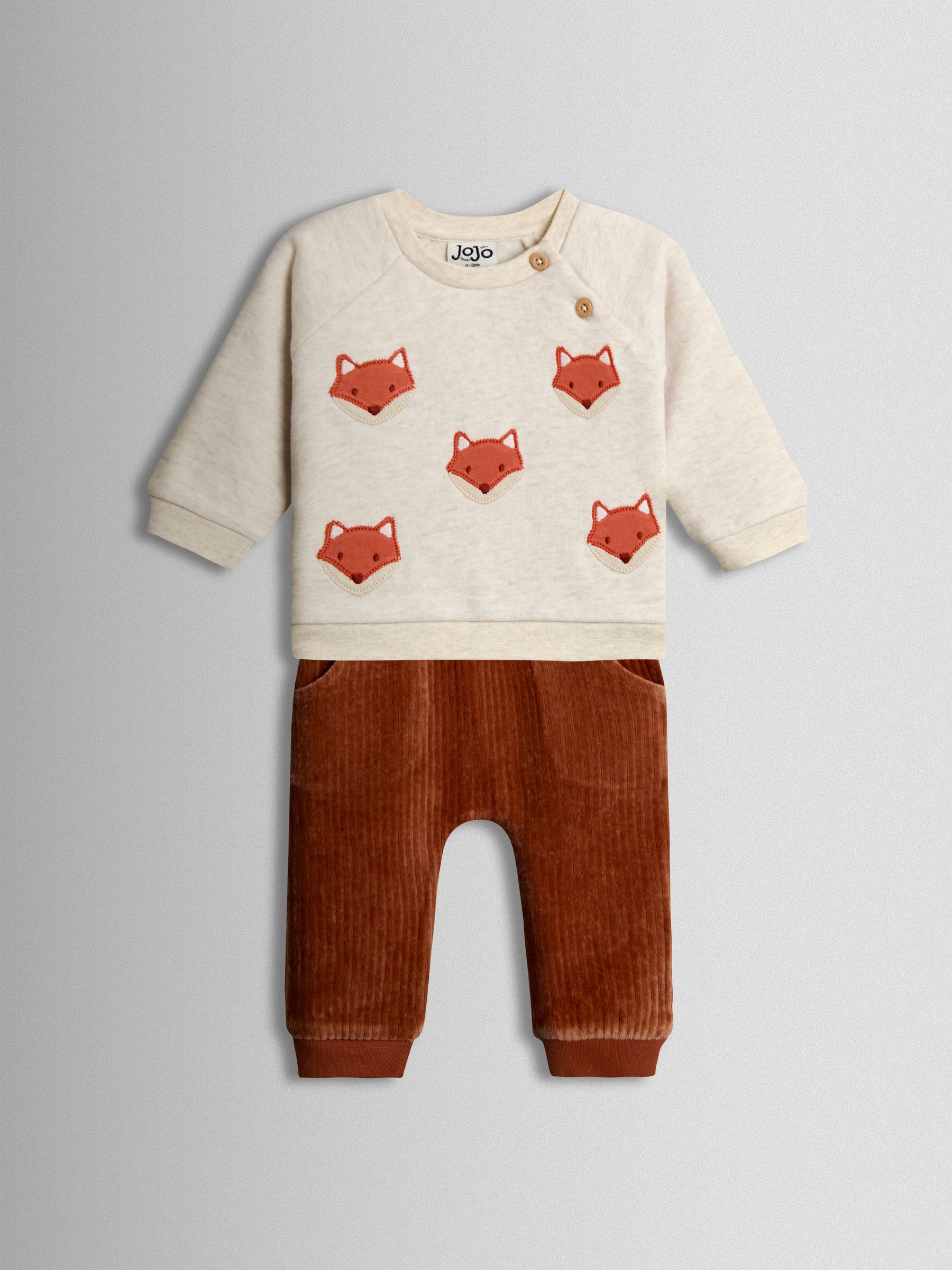 Jojo Maman Bébé Orange Fox Sweatshirt & Trouser Set