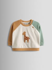 JoJo Maman Bébé Cream Giraffe 2-Piece Colour Block Sweatshirt & Legging Set - Image 3 of 6