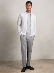 Reiss Soft Grey Roberto Four-Pocket Zip-Through Cardigan - Image 3 of 7