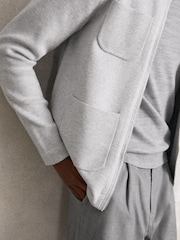 Reiss Soft Grey Roberto Four-Pocket Zip-Through Cardigan - Image 4 of 7