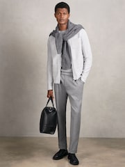 Reiss Soft Grey Roberto Four-Pocket Zip-Through Cardigan - Image 5 of 7
