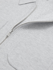 Reiss Soft Grey Roberto Four-Pocket Zip-Through Cardigan - Image 7 of 7