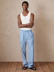Reiss Bright Blue/White Chica Reiss | Ché Poplin Stripe Trousers - Image 1 of 7