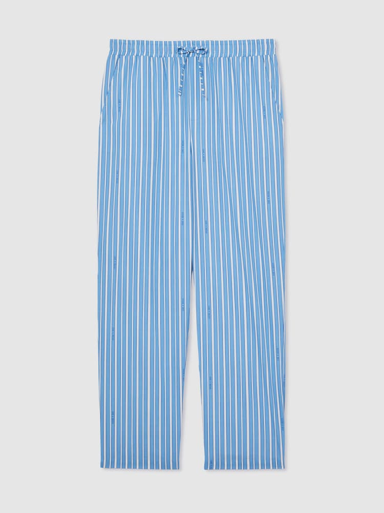 Reiss Bright Blue/White Chica Reiss | Ché Poplin Stripe Trousers - Image 2 of 7