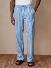 Reiss Bright Blue/White Chica Reiss | Ché Poplin Stripe Trousers - Image 3 of 7