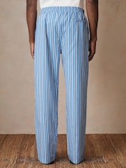 Reiss Bright Blue/White Chica Reiss | Ché Poplin Stripe Trousers - Image 5 of 7