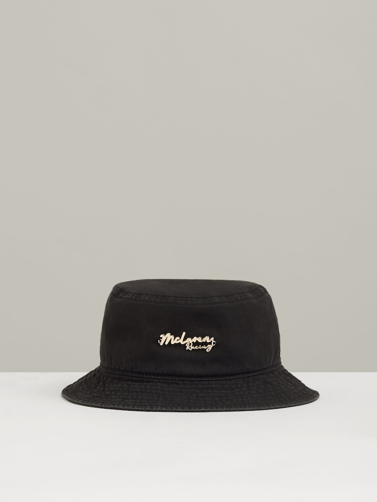 Reiss Black Tapered Unisex Fit McLaren Racing Cotton Bucket Hat - Image 2 of 5 Reiss Black Tapered Unisex Fit McLaren Racing Cotton Bucket Hat - Image 2 of 5