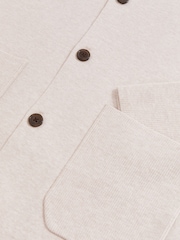 Reiss Oatmeal Brown Fitzgerald Button-Through Ribbed-Sleeve Shirt - Image 7 of 7