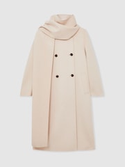 Reiss Cream Indira Wool-Blend Scarf Blindseam Coat - Image 2 of 8