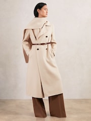 Reiss Cream Indira Wool-Blend Scarf Blindseam Coat - Image 5 of 8