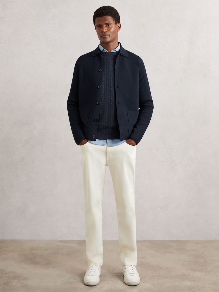 Buy Reiss Navy Blue Fitzgerald Button-Through Cardigan with Pockets ...