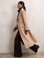 Reiss Neutral Rene Petite Double-Breasted Blindseam Coat Wool-Blend - Image 1 of 6