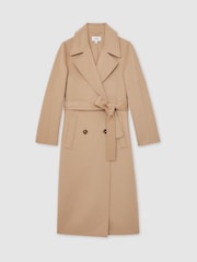 Reiss Neutral Rene Petite Double-Breasted Blindseam Coat Wool-Blend - Image 2 of 6