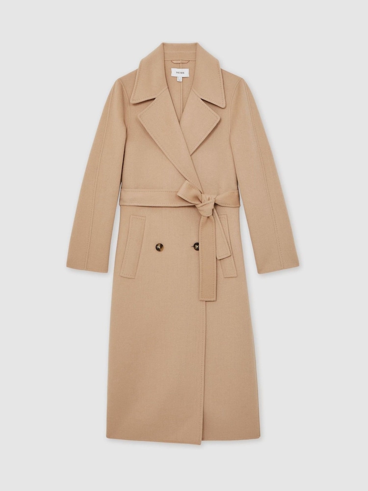 Reiss Neutral Rene Petite Double-Breasted Blindseam Coat Wool-Blend - Image 2 of 6