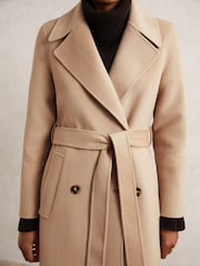 Reiss Neutral Rene Petite Double-Breasted Blindseam Coat Wool-Blend - Image 3 of 6