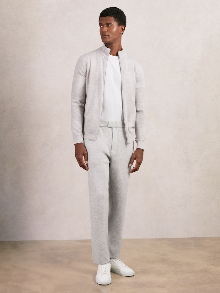 Reiss Soft Grey Arthur Tapered Knitted Trousers - Image 1 of 5 Reiss Soft Grey Arthur Tapered Knitted Trousers - Image 1 of 5
