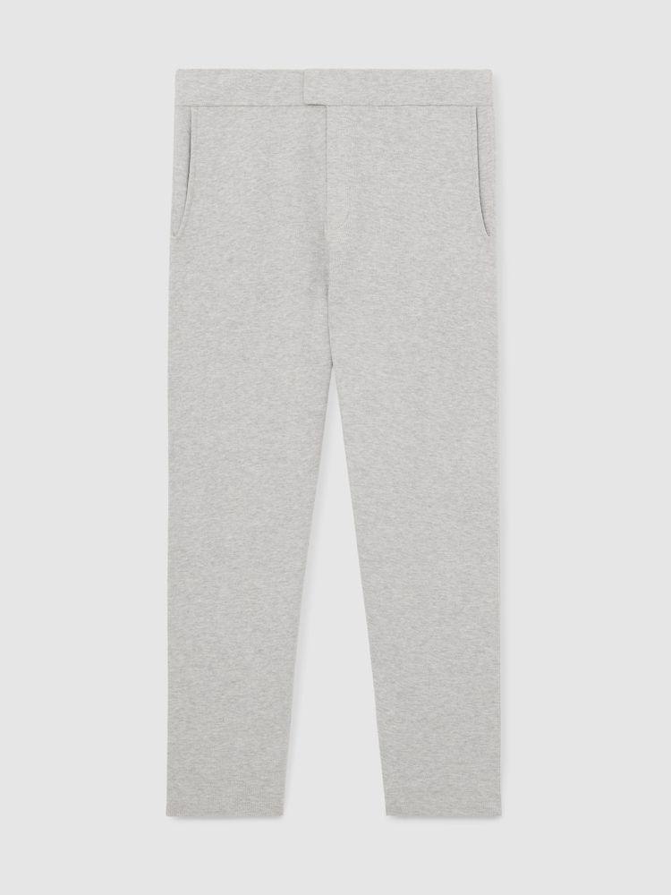 Reiss Soft Grey Arthur Tapered Knitted Trousers - Image 2 of 5 Reiss Soft Grey Arthur Tapered Knitted Trousers - Image 2 of 5