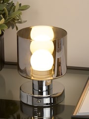 Searchlight Chrome and Smoked Metropolis Table Lamp - Image 1 of 4