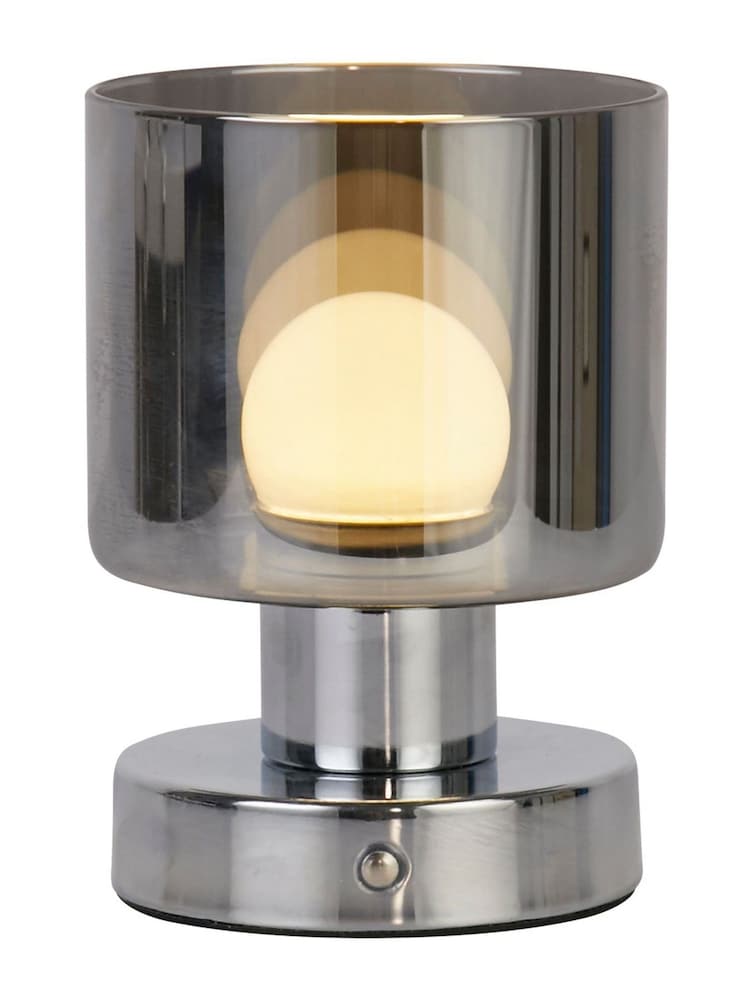 Searchlight Chrome and Smoked Metropolis Table Lamp - Image 2 of 4