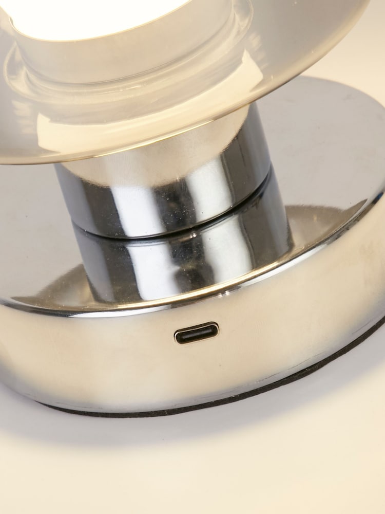 Searchlight Chrome and Smoked Metropolis Table Lamp - Image 4 of 4