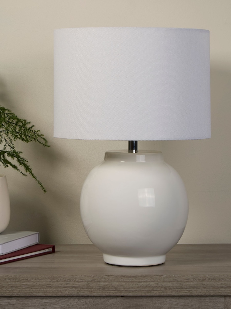 Searchlight Chrome and White Rechargeable LED Touch Solstice Table Lamp - Image 1 of 4