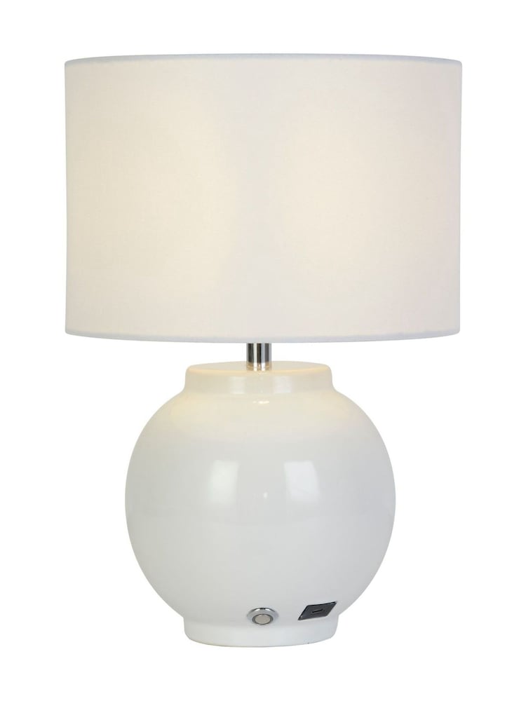 Searchlight Chrome and White Rechargeable LED Touch Solstice Table Lamp - Image 2 of 4