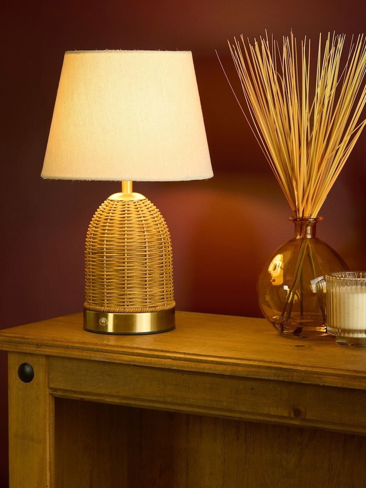 Searchlight Antique Brass Rechargeable LED Touch Heart Glow Table Lamp - Image 1 of 4