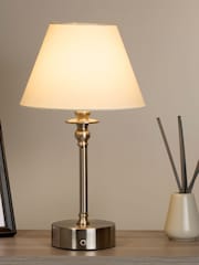 Searchlight Satin Nickel Rechargeable LED Touch Heritage Lumière Table Lamp - Image 1 of 4
