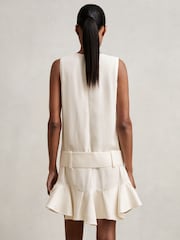 Reiss Ivory Kimberly Ruffle Hem Belted Mini Dress - Image 4 of 5
