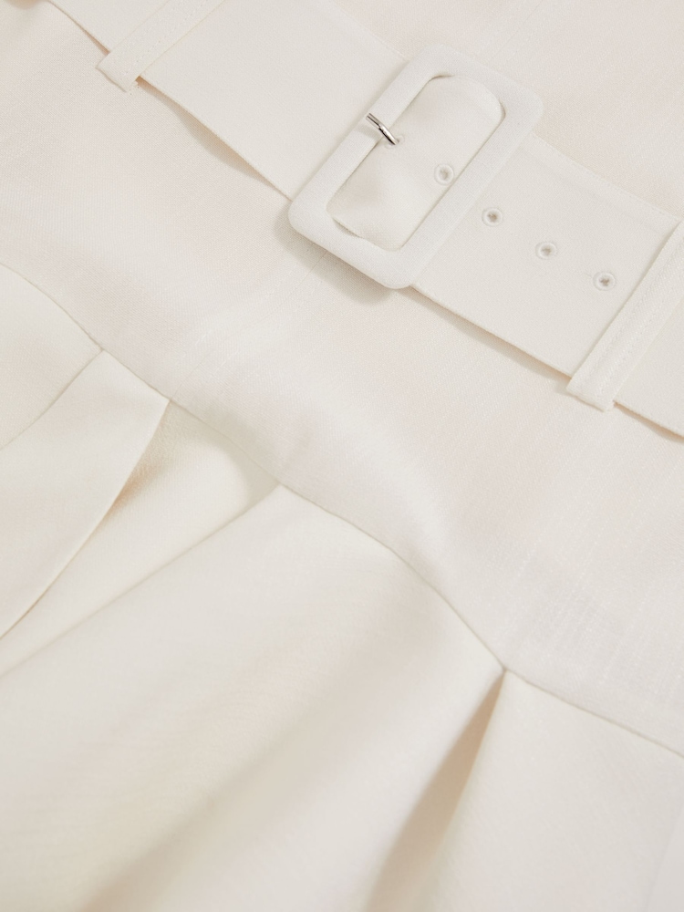 Reiss Ivory Kimberly Ruffle Hem Belted Mini Dress - Image 5 of 5