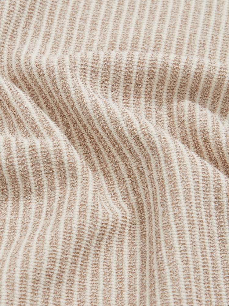 Reiss Ecru/Taupe Brown Hall Cotton-Blend Stripe Polo Shirt - Image 6 of 6