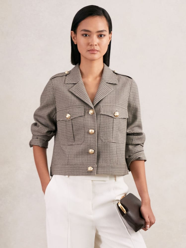Reiss Neutral Check Jaque Jacket - Image 1 of 8