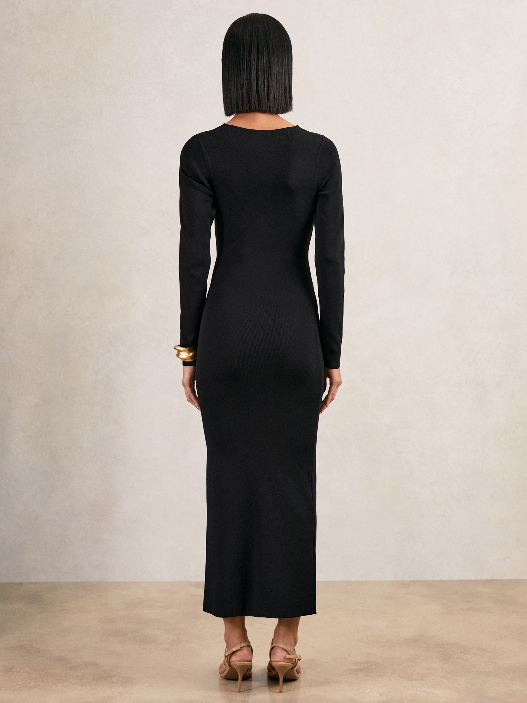Buy Reiss Black Sophia Knitted Wrap-Front Midi Dress from Next USA