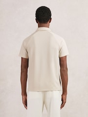 Reiss Stone Winston Textured Raglan Half-Zip Polo Shirt - Image 4 of 5