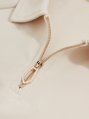Reiss Stone Winston Textured Raglan Half-Zip Polo Shirt - Image 5 of 5