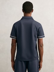 Reiss Airforce Blue Zain Textured Half-Zip Tipped Polo Shirt - Image 5 of 6