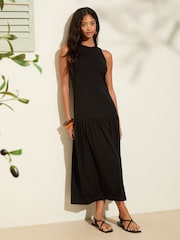 Schwarz - Friends Like These Drop Waist Jersey Midi Dress - Bild 1 von 5