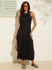 Schwarz - Friends Like These Drop Waist Jersey Midi Dress - Bild 3 von 5