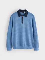 PS Paul Smith Textured Contrast Collar Knitted Polo Shirt - Image 1 of 1