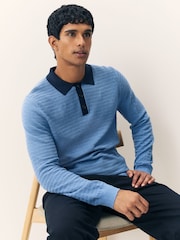 PS Paul Smith Textured Contrast Collar Knitted Polo Shirt - Image 4 of 5
